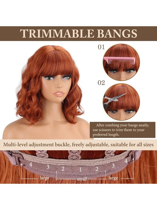 Women\'s Orange Wavy Heat-Resistant Synthetic Short Curly Ginger Wig main image 5